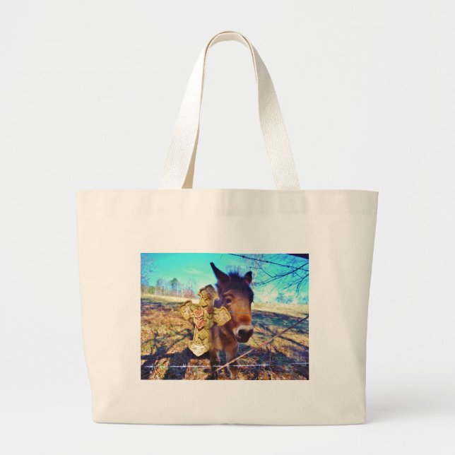Grand Tote Bag Donkey avec croix Rose (Devant)