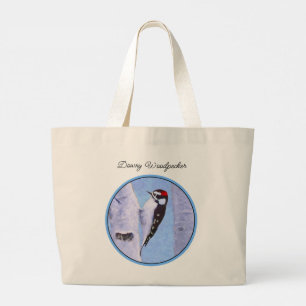 Grand Tote Bag Downy Pic Aspen Peinture Oiseau Original