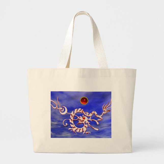 Grand Tote Bag DRAGON DE MER RUBY, noir et blanc rouge (Devant)
