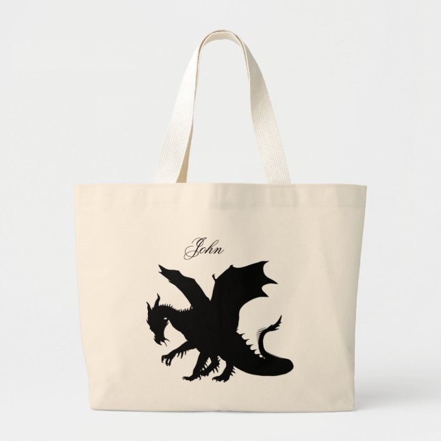 Grand Tote Bag Dragon noir (Devant)