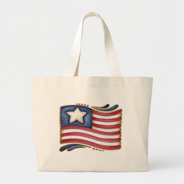 Grand Tote Bag Drapeau américain (Devant)