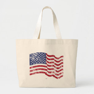 Grand Tote Bag Drapeau américain agité - désorganisé