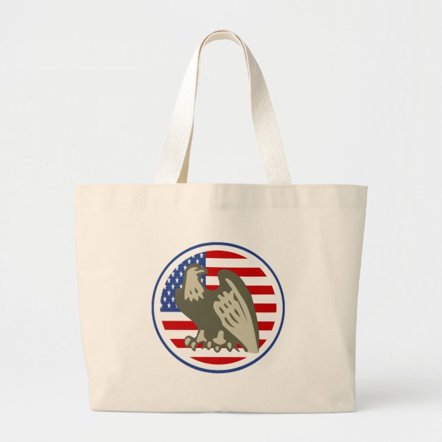 Grand Tote Bag Drapeau américain de l'aigle (Devant)