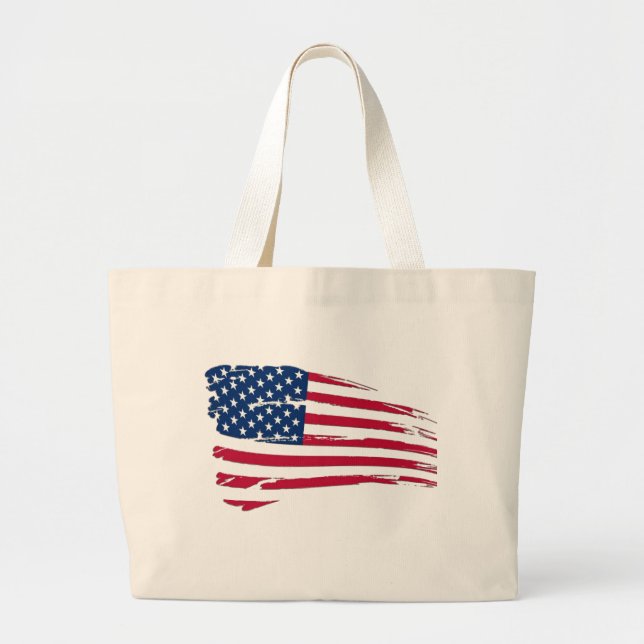 Grand Tote Bag Drapeau américain dégoûté (Devant)
