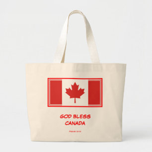 Grand Tote Bag DRAPEAU CANADA Feuille d'érable Dieu béni Ca