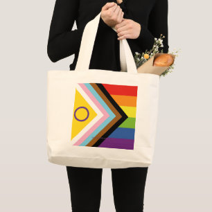 Grand Tote Bag Drapeau de fierté intersexe de SlipperyJoe's fond 