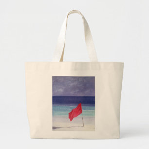 Grand Tote Bag Drapeau de plage - tempête avertissant 1985