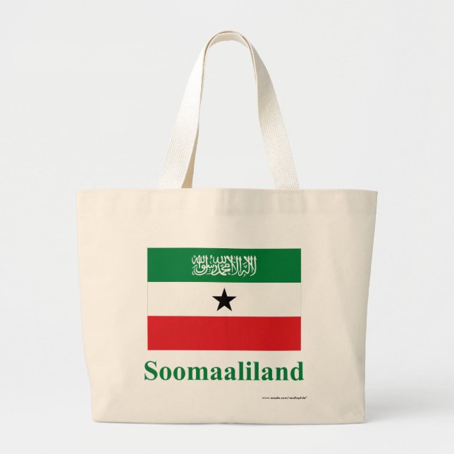 Grand Tote Bag Drapeau de Somaliland avec le nom dans le Somalien (Devant)