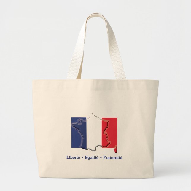 Grand Tote Bag DRAPEAU FRANÇAIS Patriotique Liberté Egalité Frate (Devant)