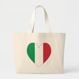 Grand Tote Bag Drapeau italien cœur bordure rouge