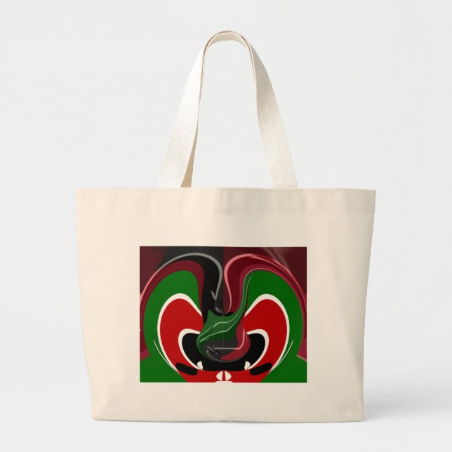 Grand Tote Bag Drapeau Kényan en effervescence : un art moderne d (Devant)