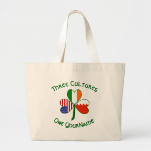 Grand Tote Bag Drapeaux Américains Irlandais Bahreïni Trèfle Pers