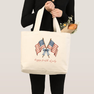 Grand Tote Bag Drapeaux américains patriotiques Quatre juillet