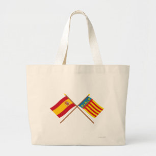 Grand Tote Bag Drapeaux croisés de l'Espagne et de Valence
