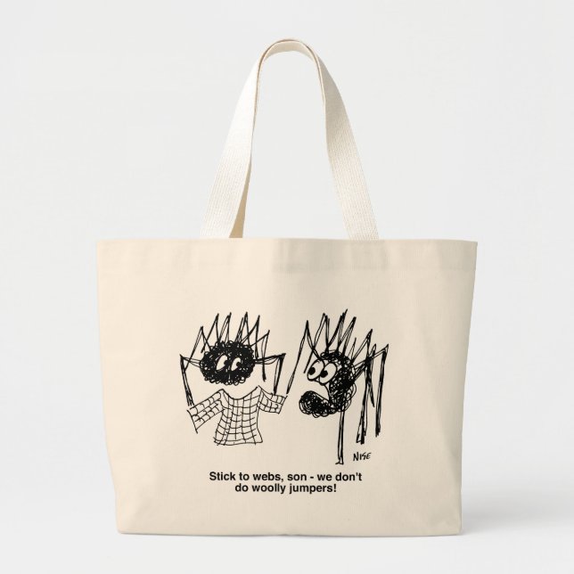 Grand Tote Bag Drôle araignées et araignées Web tissage Cartoon (Devant)