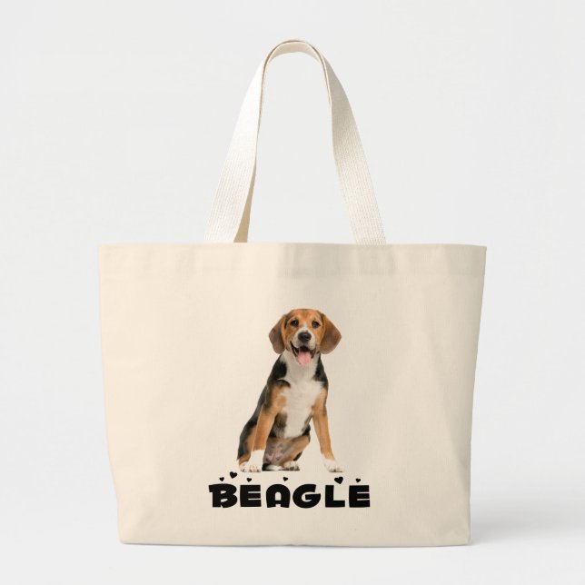 Grand Tote Bag Drôle Beagle cadeau mignon Amoureux des chiens chi (Devant)
