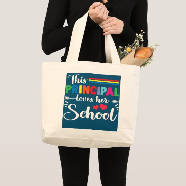 Grand Tote Bag Drôle Ce Principal Aime Son Professeur D'École (Devant (produit))