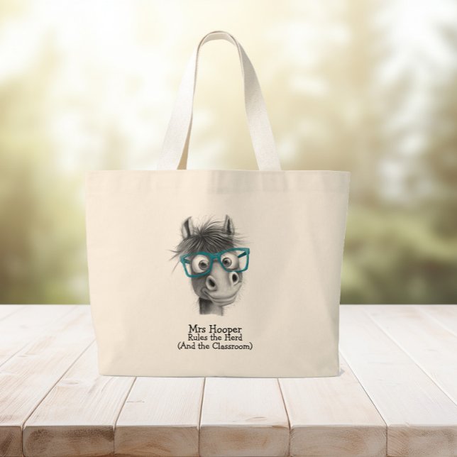 Grand Tote Bag Drôle Cheval Enseignants Cadeau (Créateur téléchargé)