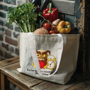 Grand Tote Bag Drôle Morning Cranky Owl