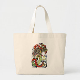 Grand Tote Bag Eagle et serpent japonais Tattoo Design