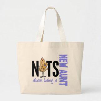 Grand Tote Bag Écrous au sujet d'être une nouvelle tante 1 bleu