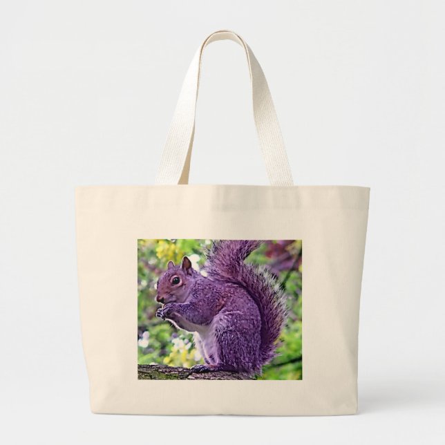 Grand Tote Bag Écureuil pourpre (Devant)