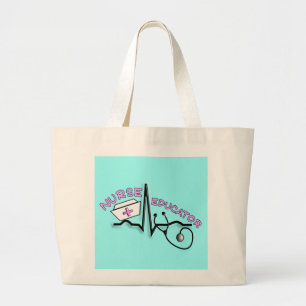 Grand Tote Bag Éducatrice QRS d'infirmière et conception de