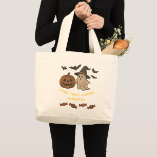 Grand Tote Bag Éffrayant Halloween Fourre-tout - Fantômes, chauve