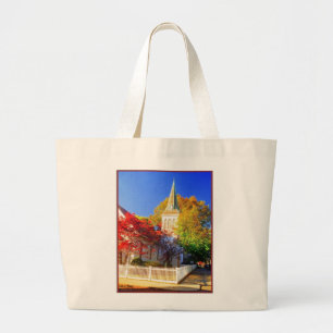 Grand Tote Bag Eglise d'automne Jumbo Canvas Fourre-tout