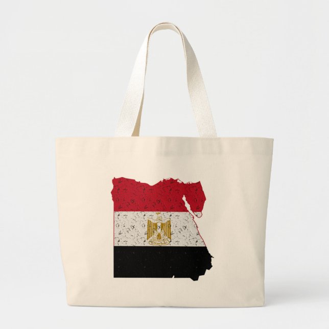 Grand Tote Bag Egypte Drapeau Carte Crackle (Devant)