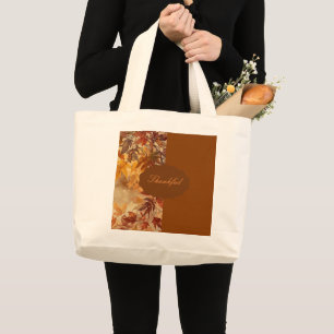 Grand Tote Bag Élégant,Action de grâce, Feuilles d'automne,Rustiq