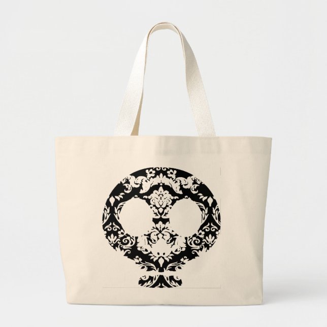 Grand Tote Bag Elégant Dentelle Dentelle Goth Crâne Fourre-tout (Devant)