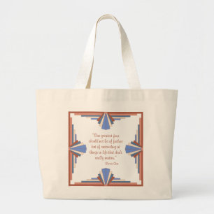 Grand Tote Bag Éléments Art déco en or rose & bleu