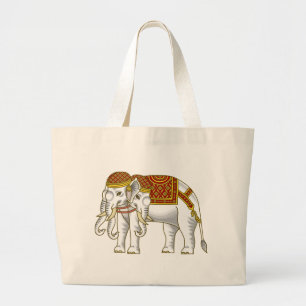 Grand Tote Bag Elephant blanc thaïlandais Erawan