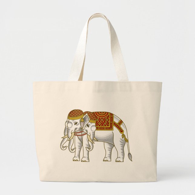 Grand Tote Bag Elephant blanc thaïlandais Erawan (Devant)