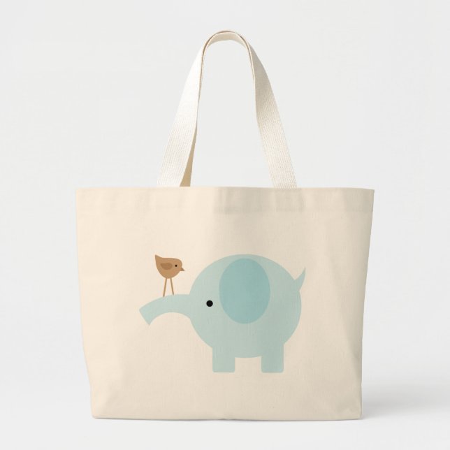 Grand Tote Bag Éléphant bleu (Devant)