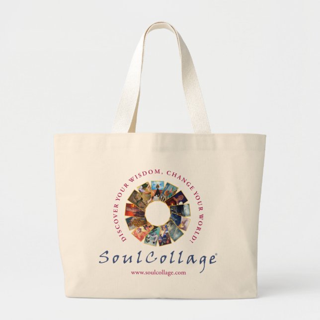 Grand Tote Bag Éléphant Fourre-tout de logo de SoulCollage® (Devant)