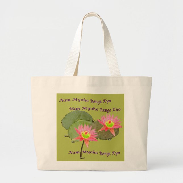Grand Tote Bag Éléphant Fourre-tout de SWAAJ NMRK deux Lotus (Devant)