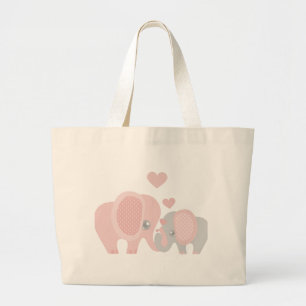 Grand Tote Bag Éléphant rose de beau bébé