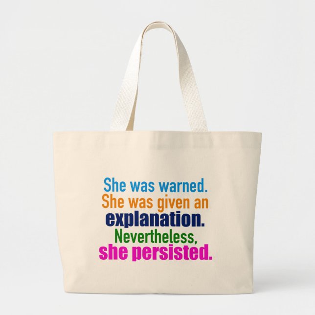Grand Tote Bag Elle Persista Elizabeth Warren (Devant)