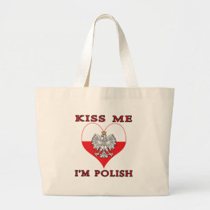 Grand Tote Bag Embrasse-moi Je suis Polonais