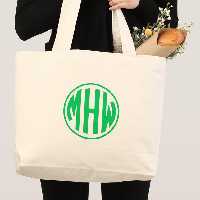 Grand Tote Bag Emerald 3 Initial dans un monogramme circulaire do (Créateur téléchargé)