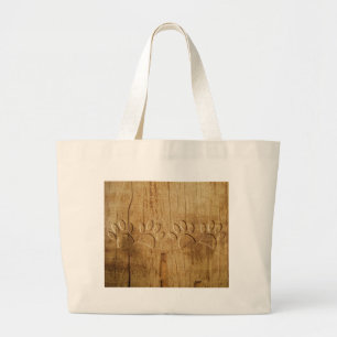 Grand Tote Bag Empreinte de patte de chien en bois sculpté