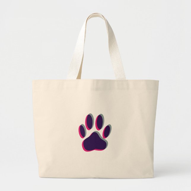 Grand Tote Bag Empreinte de patte de chien hors de l'attention (Devant)