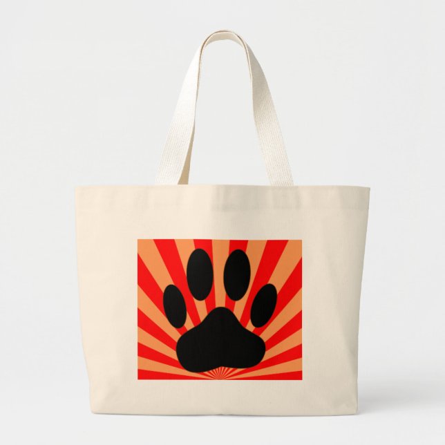 Grand Tote Bag Empreinte de patte de chien radiant (Devant)