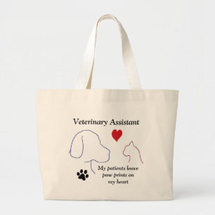 Grand Tote Bag Empreintes de pattes auxiliaires vétérinaires su