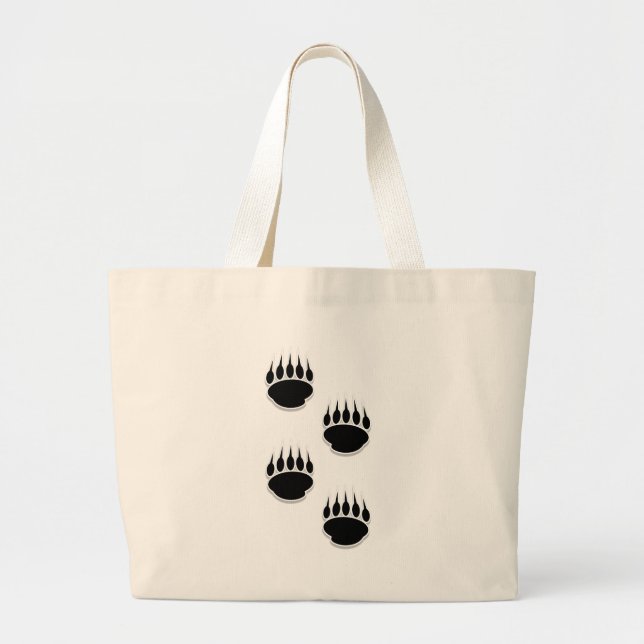Grand Tote Bag Empreintes de pattes de l'ours noir (Devant)