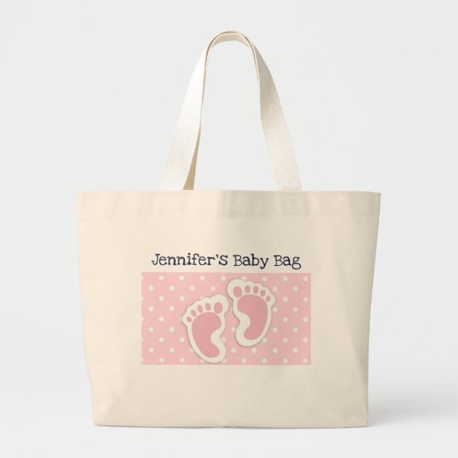 Grand Tote Bag Empreintes filles mignonnes roses (Devant)