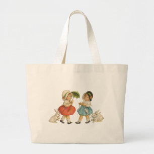 Grand Tote Bag Enfants vintages et lapins