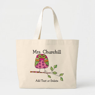 Grand Tote Bag Enseignant de la Chouette Lumineuse - SRF